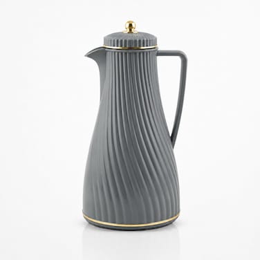 BLACKSTONE Vacuum Flask 1L Dallah Arabic Coffee Thermos, Double-Wall Vacuum Insulated Hot &amp; Cold Beverage Jug with Grip Handle, Grey, دلة بلاكستون