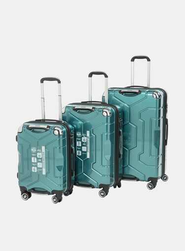 British Tourister 3-Piece ABS Hard Shell Luggage Set (20/24/28 Inch) with Expandable Layer &ndash; Lightweight Suitcases with Spinner Wheels, Aluminium Trolley - Light Blue