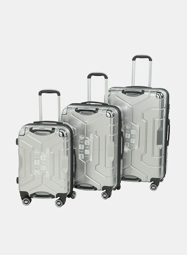 British Tourister 3-Piece ABS Hard Shell Luggage Set (20/24/28 Inch) with Expandable Layer &ndash; Lightweight Suitcases with Spinner Wheels, Aluminium Trolley - Light Grey