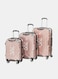 British Tourister 3-Piece ABS Hard Shell Luggage Set (20/24/28 Inch) with Expandable Layer &ndash; Lightweight Suitcases with Spinner Wheels, Aluminium Trolley - Rose Gold