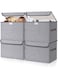 ANTOLE 4-Pack Closet Storage Bin with Lids,Foldable Storage Boxes with Handles,Decorative Baskets for Organizing Bedroom Dorm Nursery