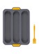 DAILY KISN Silicone Baguette Pan, Non Stick Silicone Molds for French Bread Baking, 3 Wave Loaves Breathable Long Bread Baking Mold, Comes with Silicone Brush (Silicone Mold + Brush)