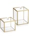 2PCS Glass Qtip Holder, Bathroom Storage Jar Cotton Ball Dispenser Makeup Sponge Holder Gold Bathroom Container Glass Storage Jar for Cotton Balls Makeup Sponges Bath Salts Candles