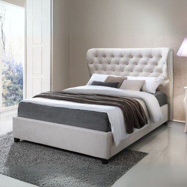 Majestic Dreams Tufted Upholstered Large Twin Size Bed (140 X 190 CM) White Color