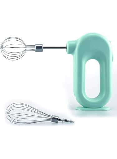 KASTWAVE Electric Mixer,Compact Cordless Electric Egg Beater USB Rechargable Egg Beater with 2 Detachable Stir Whisks 4 Speed Modes for Whipping &amp; Mixing Cookies,Dough,Batters &amp; More (Green)