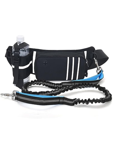 NALACAL Dog Leash Waist with Water Bottle Holder, Upgraded Multifunctional Running Belt, Running Fitness Mobile Phone Waist Bag with Elastic Dog Leash, Waterproof Utility Belt for Medium/Large Breeds