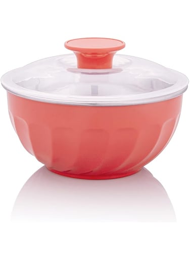 BLACKSTONE Mixing Bowl Outer Plastic with inner Stainless Steel Mixing &amp; Serving Bowls (RED, 600 ML)