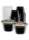 Vsell24&trade; 100PC 4 Ounce Plastic Disposable Portion Cup Containers with Lid Sauce Jello Shot Souffl&eacute; Sampling Cups Black