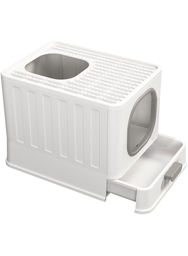 Wisfor Cat Litter Box: Enclosed Cat Litter Box Front Entry and Top Exit Toilet Boxes Litter Tray Drawer With Litter Scoop for Kittens