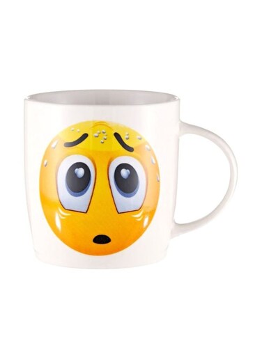 Print Sad Smiley Printed Mug White/Yellow/Black