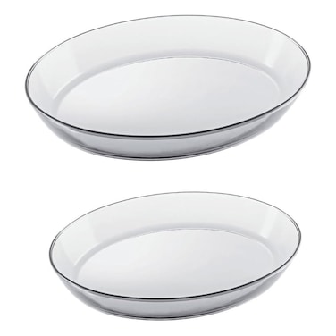 Glass 2-Piece Oval Roaster Set (2.4L + 3.2L) - Oven Safe Transparent Bakeware for Lasagna, Cakes, Brownies, Roasting &amp; Casseroles Heat Resistant Durable Glass Dish for Home &amp; Kitchen