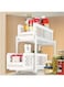 Portable 2 Tier Basket Drawer Kitchen And Bathroom Cabinets White