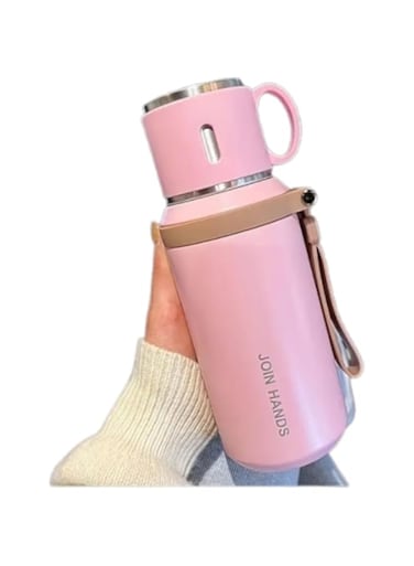 1pc 316 Stainless Steel Insulated Water Bottle with Rope, Portable Outdoor Water Bottle, Multifunctional Coffee Cup Lid, Suitable for Camping, Cycling, Office and Home - (Pink)