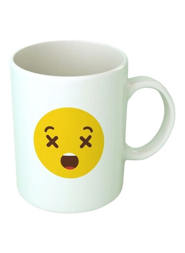 Print Surprised Emoji Printed Ceramic Mug White/Yellow/Brown