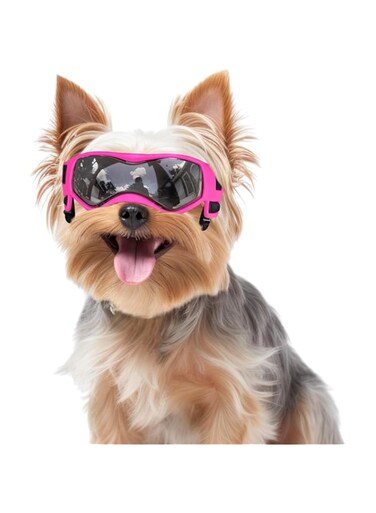 PETLESO Dog Goggles Small Breed, Dog Sunglasses Small Breed Dog Eye Sun Light Protection, UV Protection Goggles for Dog with Adjustable Straps, Small Pink