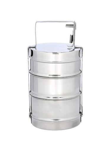 Royalford 3 Layer Bombay Tiffin Lunch Box, Stainless Steel, Rf10558 - Tiffin Box For Office Use, Student, Women, Men, Girls, Traditional Tiffin Boxes