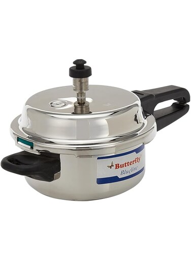 Butterfly Blue Line Stainless Steel Pressure Cooker, Stainless Steel, 2-Liter Medium,BL-2L