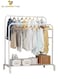 Double-Layer Floor-To-Ceiling Drying Rack With One-Layer Storage Rack, Adjustable And Retractable, Anti-Rust, Environmentally Friendly, Large-Capacity, White