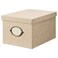 Storage Box with Lid, Beige Woven Paper, 25x35x20 cm