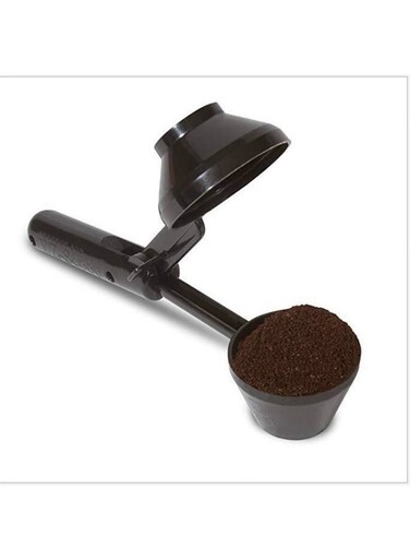 Coffee Scooper &amp; Funnel for Reusable Cup Refillable Coffee Pods, 2 Tablespoon Capacity Black