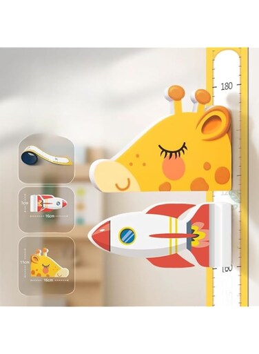 THE WHITE SHOP Child Height Measurement for Wall, Child Growth Chart With 3D Movable Giraffe Height Ruler For Room Decor Nursery Animal Wall Decals