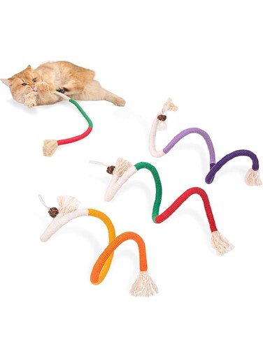 Tommioile Sisal Rope Cat Toys,3 Pack Bite-Resistant Catnip Toys,Cat Toys for Bored Indoor Cats, Safe Teeth Cleaning Chew Cat Toy,Interactive Cat Kicker Toys for Indoor Cats, Kitten Toys 28" All Breeds