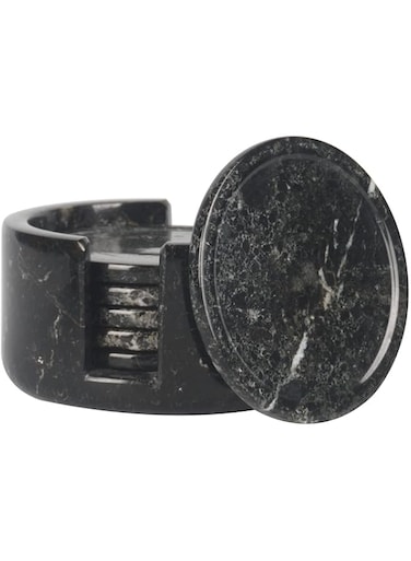 Radicaln Marble Coaster Set 3.5" Inches Black Handmade Round Coaster Set of 6 for Kitchen Accessories, Car Cup Coasters, and Coffee Bar Accessories.