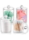 4 Pack Qtip Holder, Apothecary Jars Cotton Ball Holder Dispenser, Bathroom Jars with Lids Set for Cotton Round, Cotton Swab, 10oz Clear Plastic Canisters Restroom Bedroom Vanity Organizer