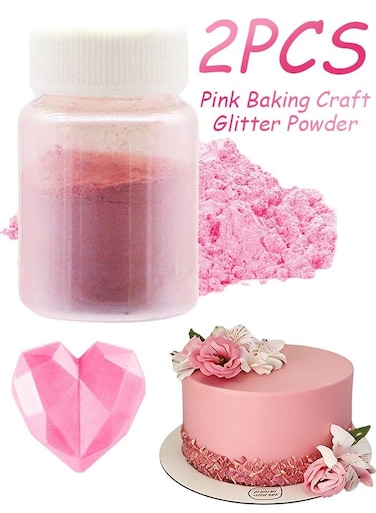 Pcs Pink Metallic Baking Craft Glitter Powder Food Safe Cake Topper Decoration for DIY Cupcakes Cookies Dessert Garnish Parties Weddings Festive Celebrations,Sparkling Shimmery Dust for Creative Baking,All 20g