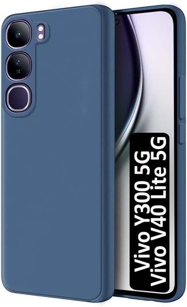 Case for Vivo Y300 Liquid Gel Rubber Bumper Case with Soft Microfiber Lining Cushion Slim Hard Shell Shockproof Protective Cover for Vivo Y300 5G 2024 (Blue)