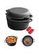2-in-1 Pre-Seasoned Cast Iron Dutch Oven Pot with Skillet Lid Cooking Pan, Cast Iron Skillet Cookware Pan Set with Dual Handles Indoor Outdoor for Bread, Frying, Baking, Camping,26cm 4.7L