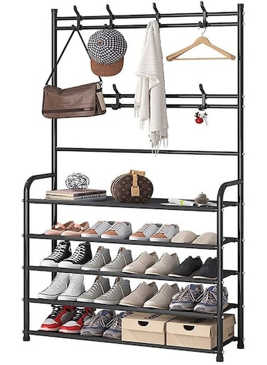 5 Tier Home Entryway Multi- Functional Shoe and Hat Rack