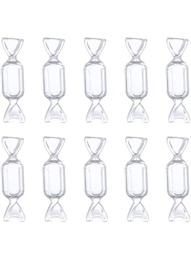 Oasisgalore Clear Plastic Candy Shaped Jewelry Case Bead Storage Containers for Storage of Small Items, Jewelry, Pills, Beads Art DIY Crafts Jewelry Party Accessories (Clear 10pcs)