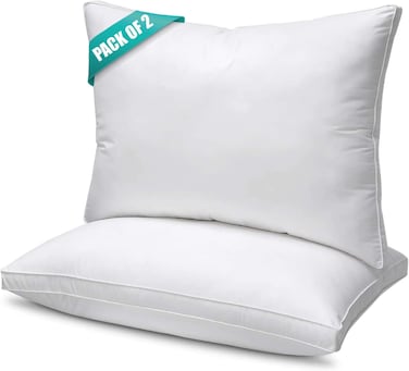 MAXQON Set of 2-Bed Pillow Double Piping Hotel Standard Extra Soft Microfiber Anti Allergic&amp;Anti-bacterial,  Size(50x70CM)