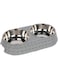 Pawsitiv Dog and Cat Food and Water Dinner Set Bowls, Non-Skid, Removable Stainless Steel Food and Water Dishes for Dogs and Cats, 350ml + 350ml Capacity, Diamond design (Grey)