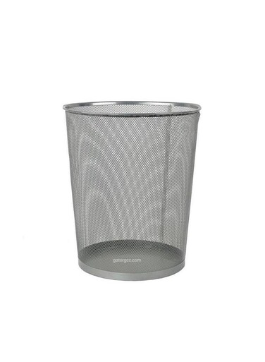 Metal Mesh Waste Basket   Open Net Airflow Design   Durable Office Desk and Room Trash Bin   Easy Clean Indoor Waste Container   Large   Silver