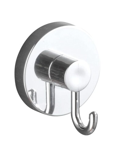 WENKO, Vacuum-Loc&reg; Bathroom Hook Set of 2, Plastic ABS, Bath &amp; Shower Towel Drying Hooks, Heavy Duty, Easy Install with No Drilling, 6x7x4.5cm, Chrome