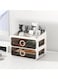 Two Tier Shelf, Light Luxury Makeup Case with Top Lid, Cosmetic Organiser, Drawer Desktop Organiser, Suitable for Cosmetics, Daily Goods, Small Life Items (Black Transparent)