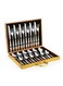 Steel Cutlery 24-Piece Set, Creative Titanium-Plated Western Food Steak Knife, Fork And Spoon Wooden Box Set Gift Box (Silver)