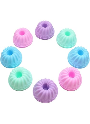 ELECDON Silicone Cake Cups, Pumpkin Shape Silicone Baking Cake Moulds, Nonstick Cupcake Liners, Bpa Free Fancy Dessert Tray Jelly and Muffin Cups, 12Pack (Size: 8x3.5x5CM)