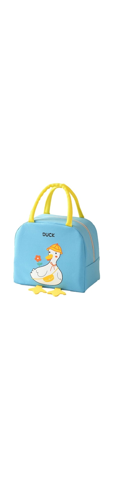 Tazweeq Cute Cartoon Bento Bag, Small Yellow Duck Large Capacity Lunch Bag, Double Layer Reusable Lunch Box, Suitable for Office, Picnic, Leak-proof Cooler Bag(Blue)