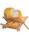 Bamboo Dish Drying Rack, Collapsible 2 Tier Dish Drainer Kitchen Plate Rack for Kitchen Countertop, Foldable &amp; Compact for Space Saving Storage