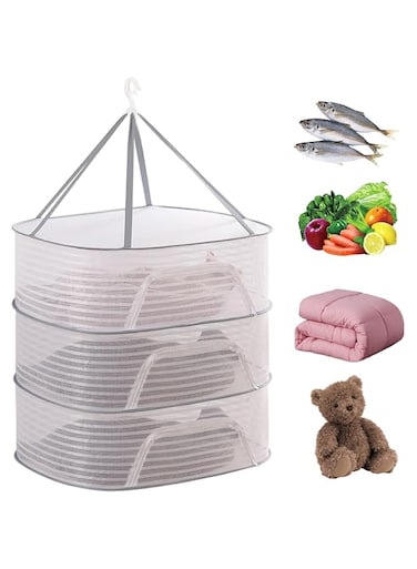 Occuwzz&reg; Food Dryer, Food Dehydrator, Hanging Drying Net for Drying Herbs, Fruits, Vegetables, Fish (3 tier)