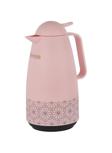Royalford 1000ml Vacuum Flask RF12301 With Pink Glass Inner and PP Outer Body Keeps Your Drinks Hot or Cold, Suitable for Indoor and Outdoor Use Pink