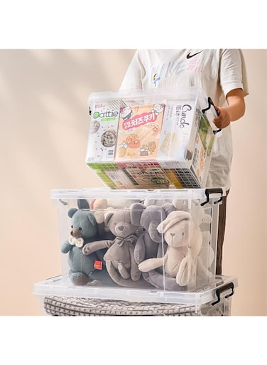 MUMOO BEAR 2 Pack Clear Plastic Storage Box, Storage Bins Organizer with Lids, Large Capacity Stackable Transparent Storage Container, Storing Clothes, Shoes, Toys, Books, DVDs, CDs (Transparent, 70#)