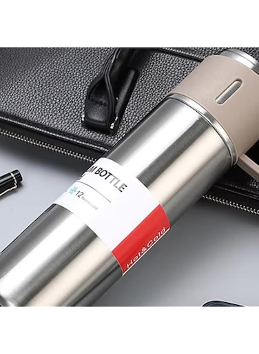 Insulated Vacuum Flask Gift Set with 3 Cups, 500ml Stainless Steel Thermos Bottle, Mint Green (Green)