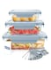 MONA MORE [3-Pack] Glass Kitchen Meal Prep Containers w/ 4 Lasting Snap Locking Lids, Glass Food Storage + 12 Spoon Sets, Microwave/Oven/Freezer &amp; Dishwasher Safe, 100% BPA Free (450ml, 720ml, 1090ml)
