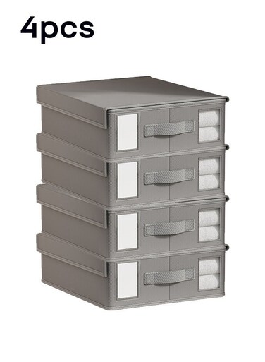 4Pcs Sheet Cube Bed Sheet Set Organizer 4 Pack,Foldable Storage Box for Duvet Cover Set,Linen Closet Organizer for Bedding Clothes Blankets.