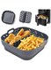 STAYOUNG Air Fryer Silicone Liner with Divider - 8.5 inch Non-Stick Reusable Square Air Fryer Liner for Food Safe Air Fryers Oven Accessories (Grey)