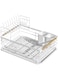 Kitchen Organizer Dish Drying Rack, Dish Drying Stand, Dish Drainer Plate Rack Dish Rake with Drain Board &amp; Utensil Holder, Countertop Large Antibacterial Kitchen Utensils Dish Racks (White, B)